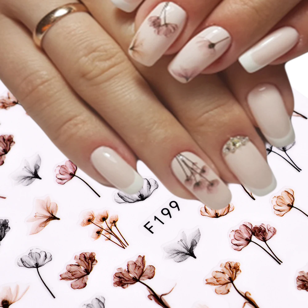 

1sheets 3D Nail Water Decal Sticker Mixed Flower Elegant Sticker Hot Designs Bouquet Stencils Beautiful DIY Decor TRF199