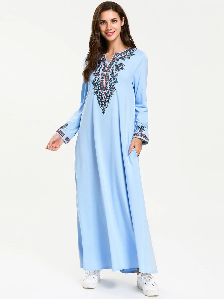 Мусульманский Арабский исламский Дубай Кафтан абайя марокканский кафтан Ближний Восток Марокко индонезийское платье негабаритных Повседневное платье Дубай