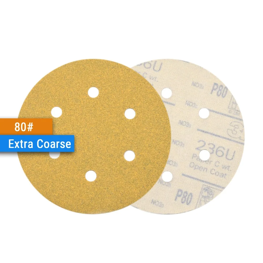 20PCS 6 Inch 150mm 6-Hole 80/120/180/240/320/400 Grit Hook & Loop Sanding Discs for Dry Sanding Round Abrasive Paper Woodworking