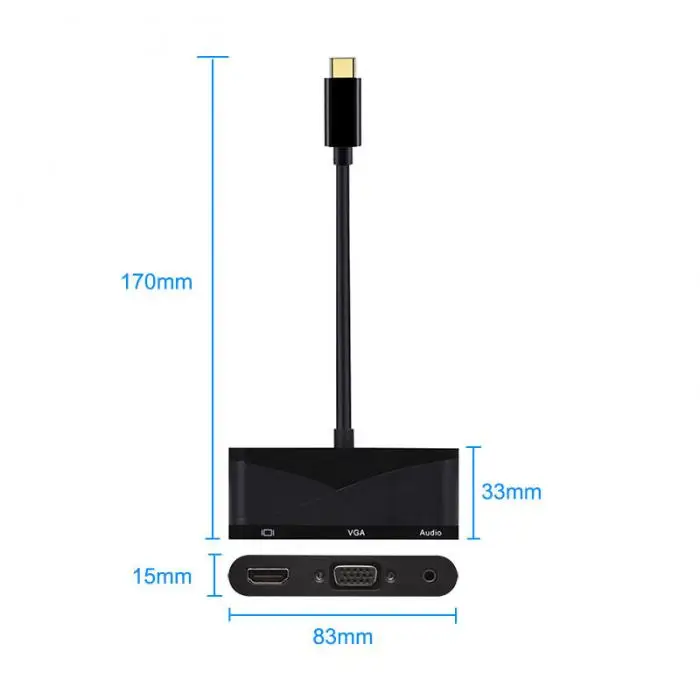 USB3.1 type-C к HDMI VGA Аудио адаптер HD кабель для ноутбука Macbook Google