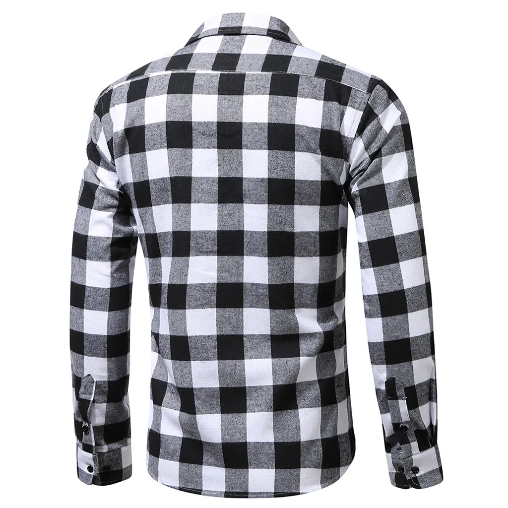 MUQGEW модная клетчатая рубашка, приталенная Мужская Повседневная модная рубашка с длинным рукавом, с одним карманом, маленькая клетчатая рубашка с принтом# G4