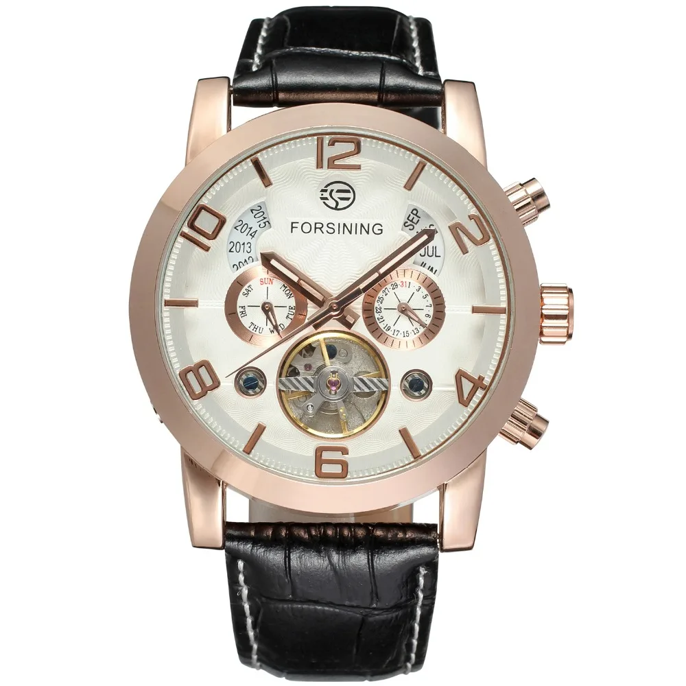 

2017 Men's Watches Rose Golden Automatic Watch Luxury Brand Business Tourbillon Watch Day Date Display Male Mechanical Watch