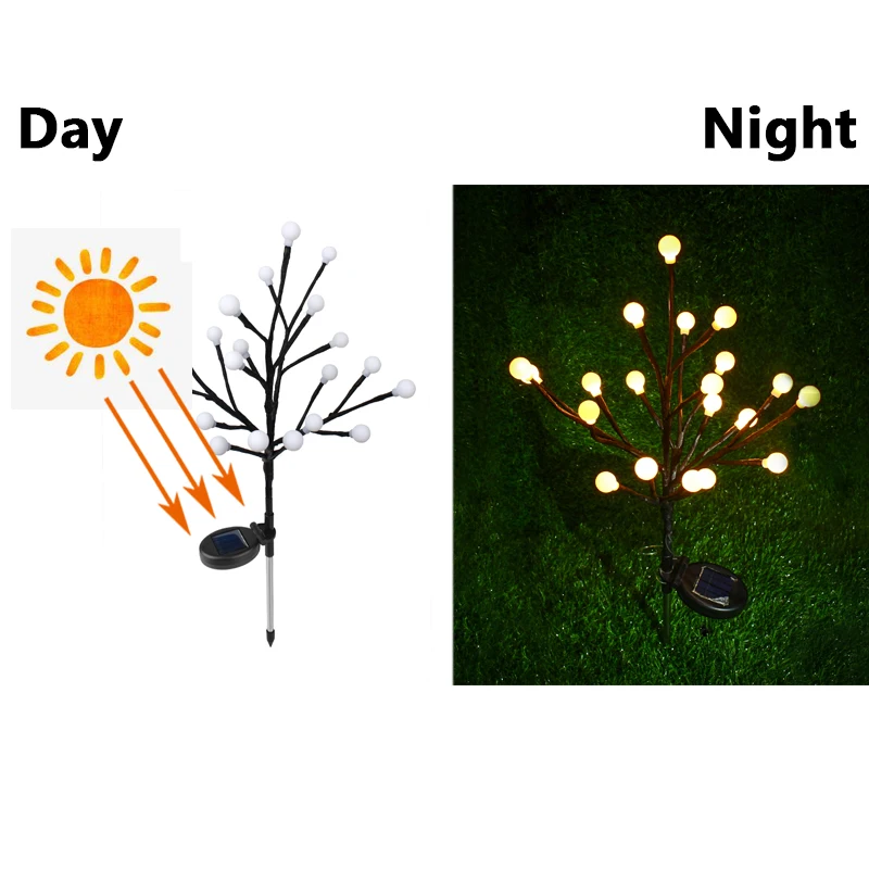 Светильник на солнечной батарее 20 светодиодный садовый светильник наружный пейзаж лужайка лампа водонепроницаемый теплый белый светодиодный светильник на солнечной батарее для патио Рождественская елка