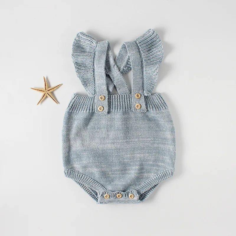 

Ins Hot Baby Girl Rompers Knitted Cotton Princess Kids Infant Baby Girl Overalls Ruffles Sweet Children Clothings