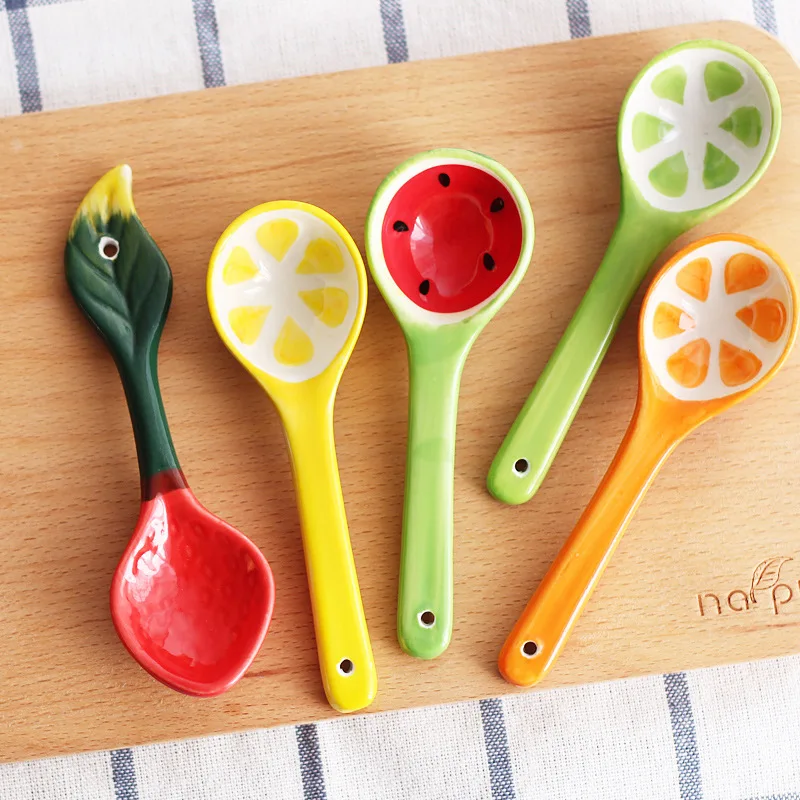 

6 PCs Set Hot Bamboo Utensil Kitchen Wooden Cooking Tools Spoon Spatula Mixing Wholesale Hand-Painted Cartoon Creative Ceramic F