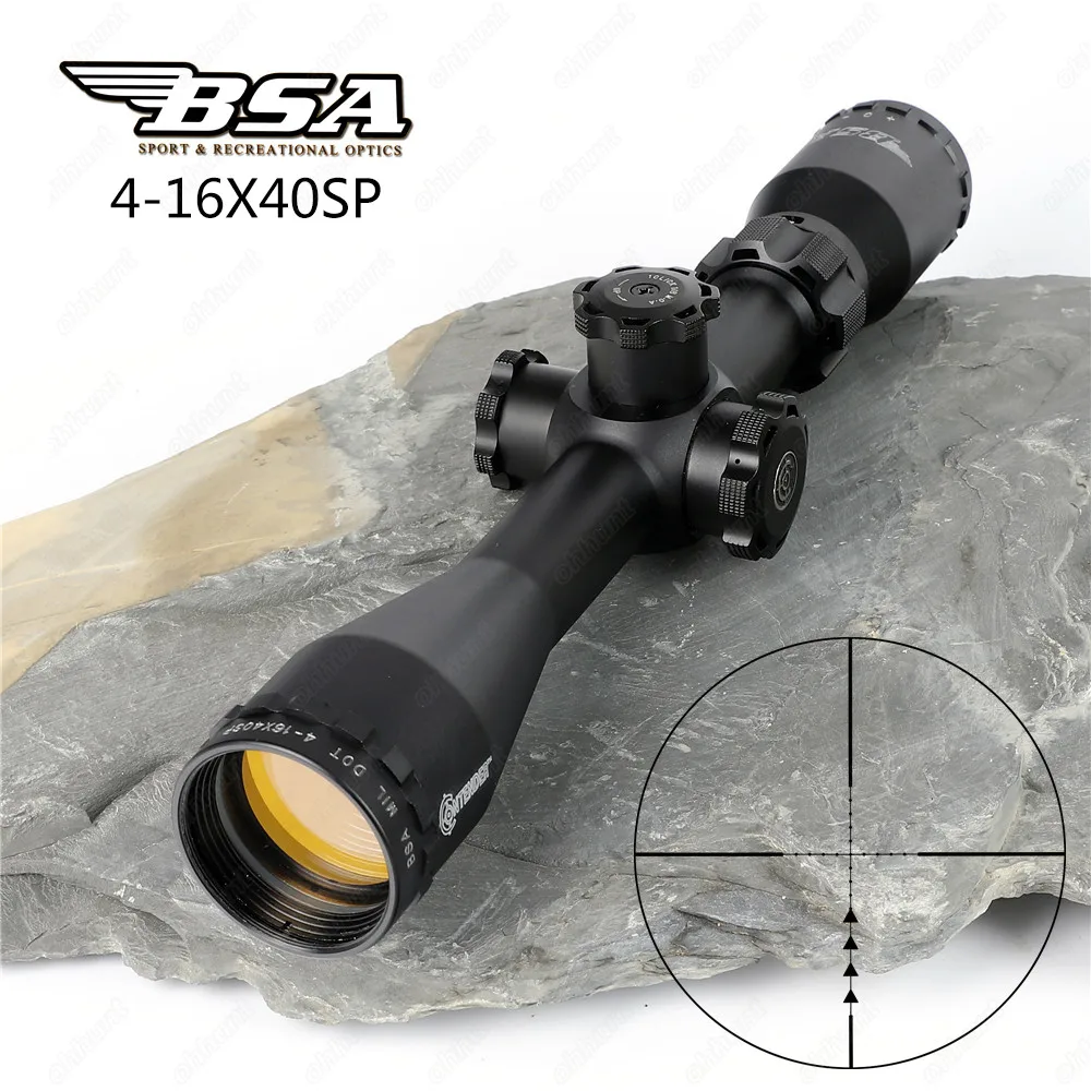 

Hunting BSA Contender COMD 4-16X40 SP Riflescopes Side Parallax Mil dot Reticle Turrets Lock Reset Scope with Metal Lens Cover
