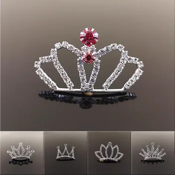 

2018New 50Pcs Alloy Rhinestone Crown Buttons for DIY Child Hair Brand accessories and Wedding decoration HZ356-HZ363