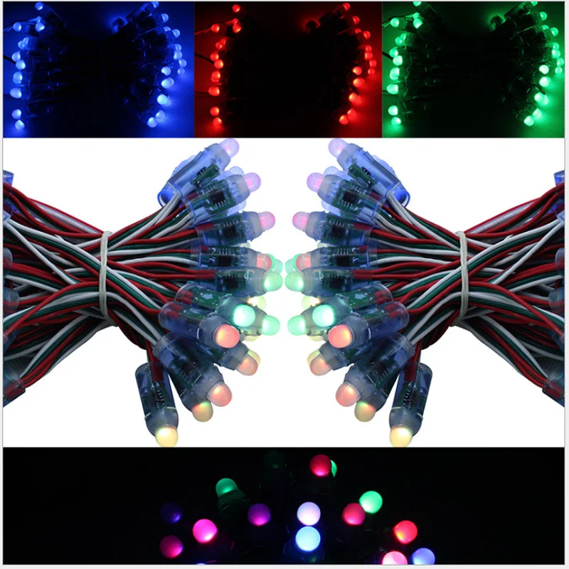 

50pcs 5V/12V WS2811 Christmas Tree Color Exposed Light String Full Color Exposed Lights RGB Point Control Magic Color Decoration