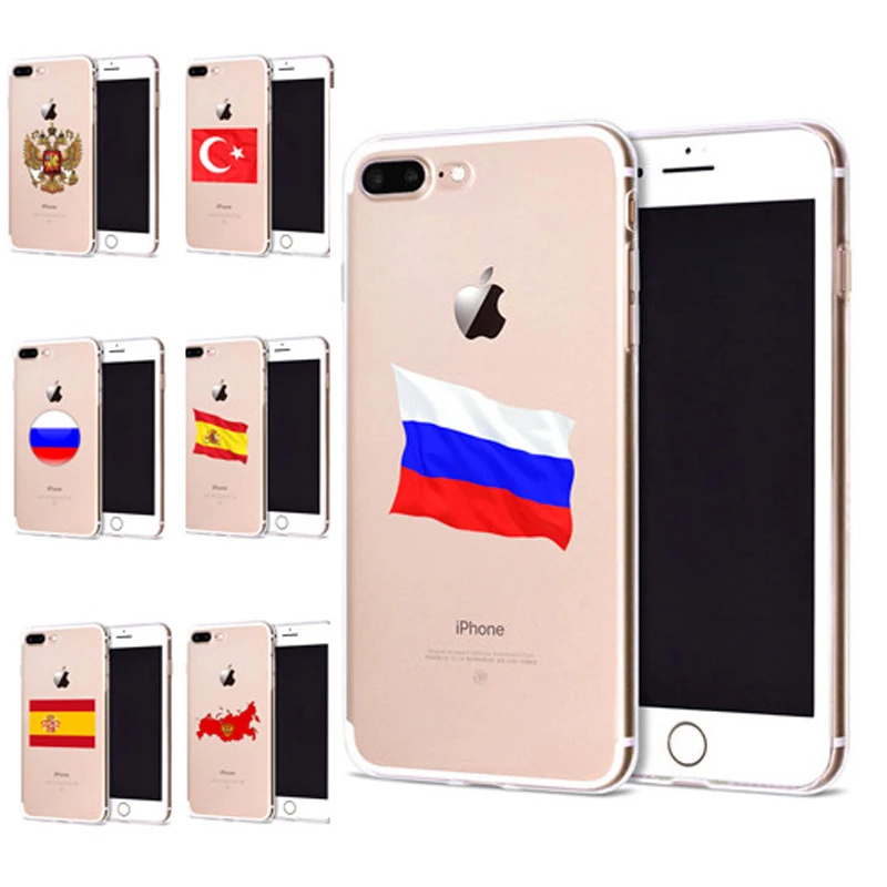 Чехол для Apple iPhone 6 6S 7 Plus X 10 милый мягкий чехол из ТПУ с флагом России Оригинальный
