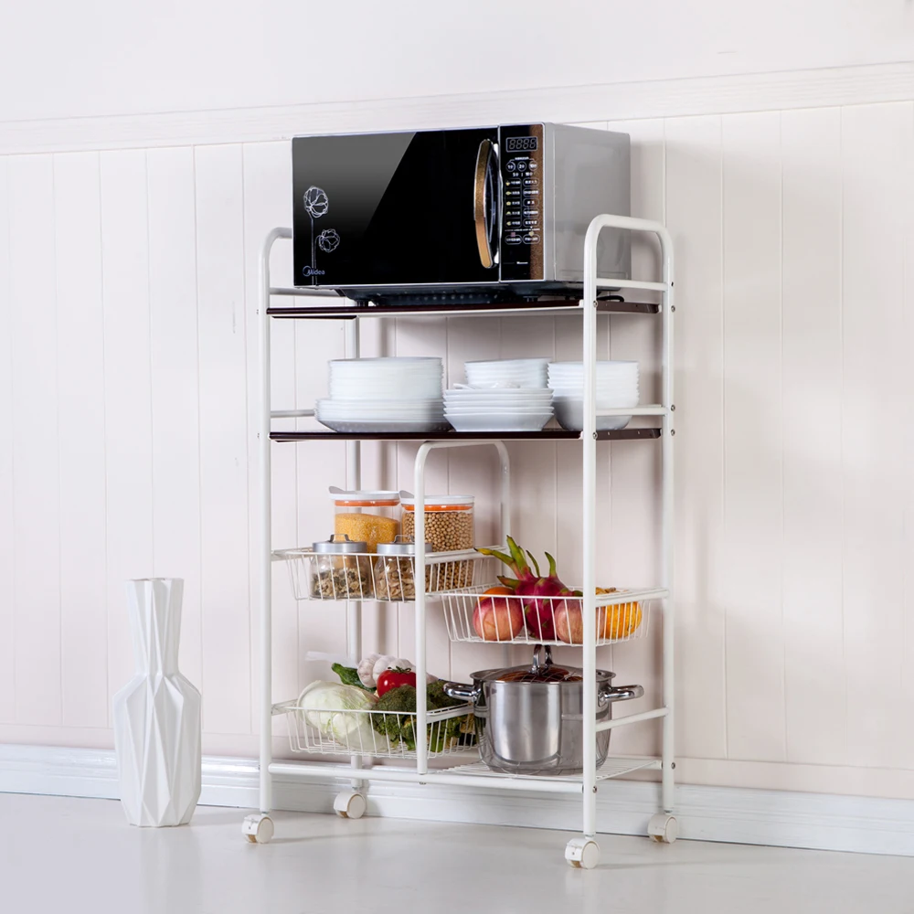 

Multifuncional Kitchen Rack Cabinet Metal Kitchen Organizer And Storage Mesh Basket Rolling Cart