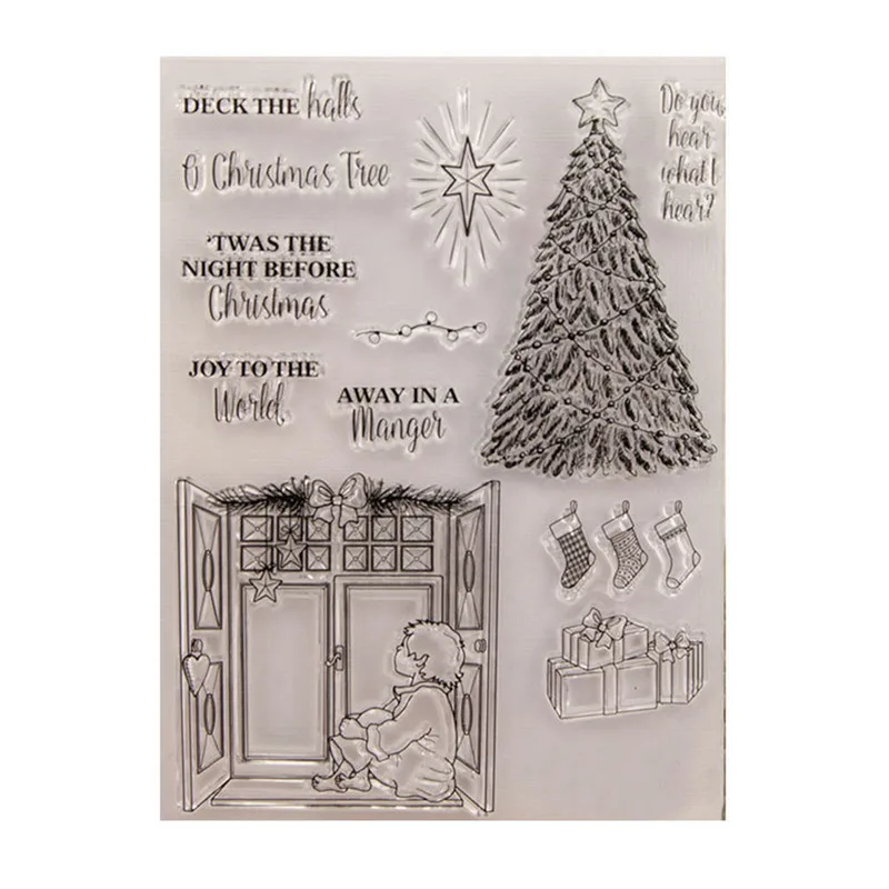 

Merry Christmas Tree Deer Transparent Clear Silicone Stamp DIY Scrapbooking Photo Album Decorative Stationery Set