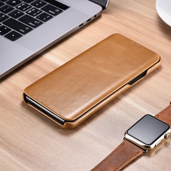 

iCarer For Samsung S9 Plus S9Plus Case Luxury Hard pc+Genuine Leather Armor Flip Full Body Protective Back Phone Case Cover Capa