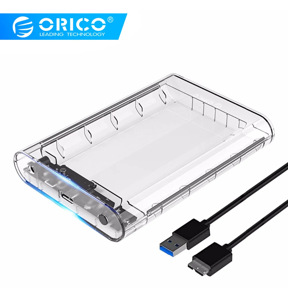 ORICO 3139U3 3,5 дюйма Прозрачный адаптар для жестких дисков USB 3,0 5 Гбит SATA3.0 Поддержка UASP 8 ТБ диски для Тетрадь Настольный ПК