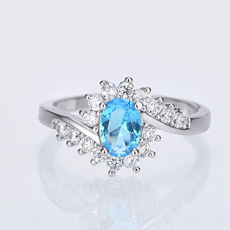 Simple and elegant oval zircon ring Oval Shape Rings Wedding Fine
