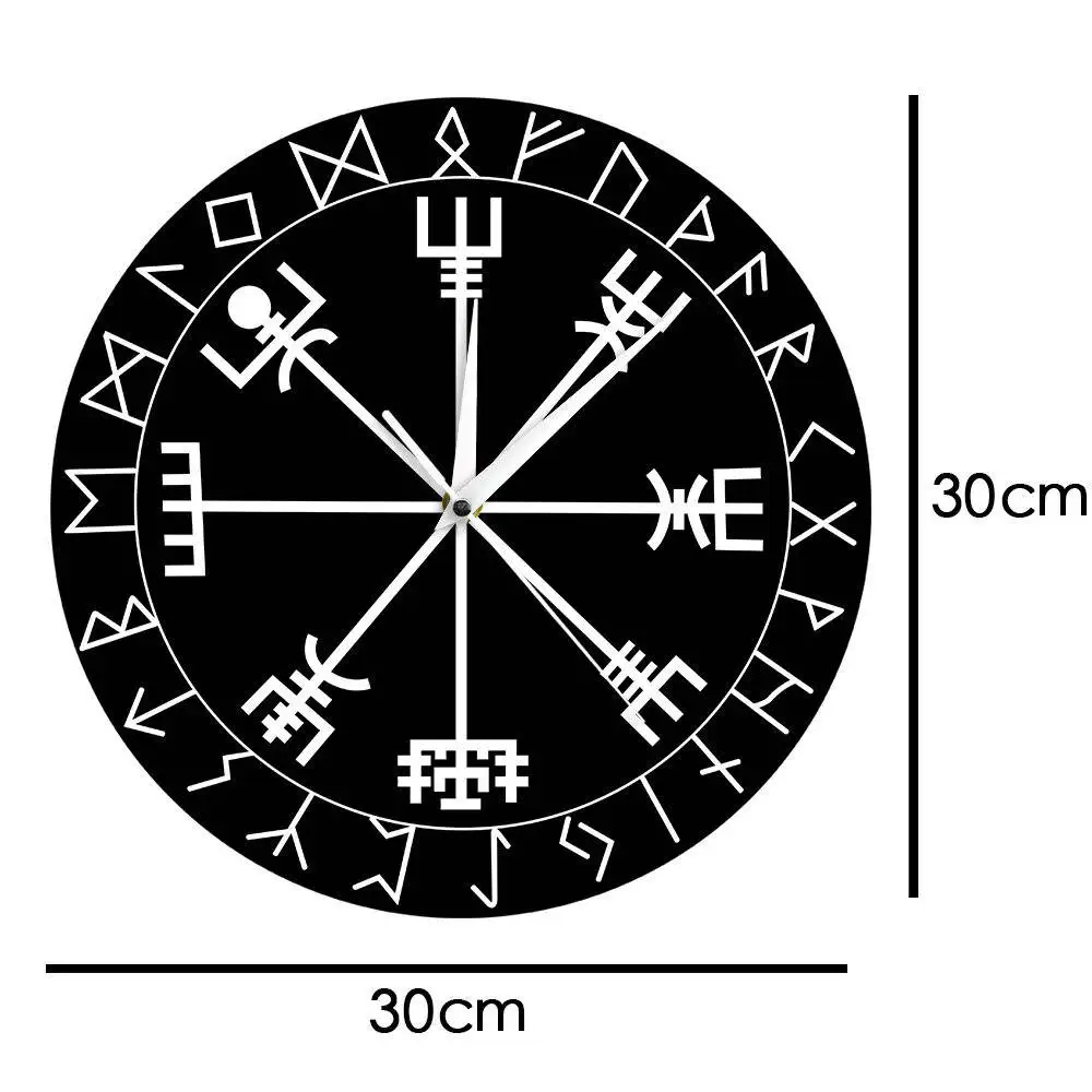 Скандинавская Руна Compass Уникальные кварцевые настенные часы Vikings Vegvisir символ