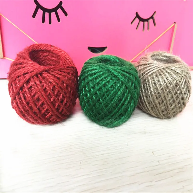 30M/roll 2mm Twisted Craft Rope Natural Burlap Jute Twine Hemp Linen Cord String Home Party Wedding DIY Decoration Supplies | Дом и сад
