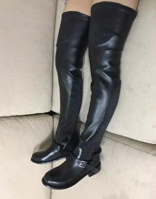 thigh length flat boots