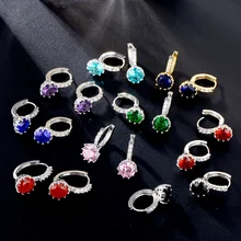 CARSINEL 6 пар/лот, высокое качество, разноцветные CZ серьги-кольца, серебряные серьги для женщин, микро блестящие свадебные серьги ER0160