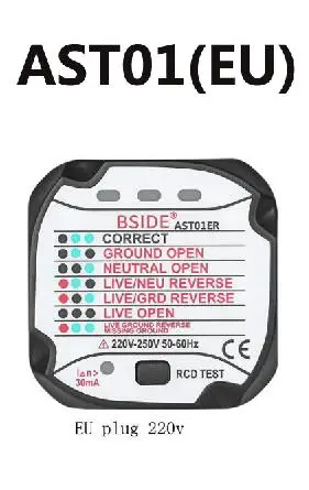 AST01(EU) Only BSIDE AVD06 Бесконтактный двойной режим AC Высокоточный детектор напряжения Тестер 12 В-1000 В ручка измеритель напряжения Разъем тестер AST01 - Цвет: AST01(EU) Only