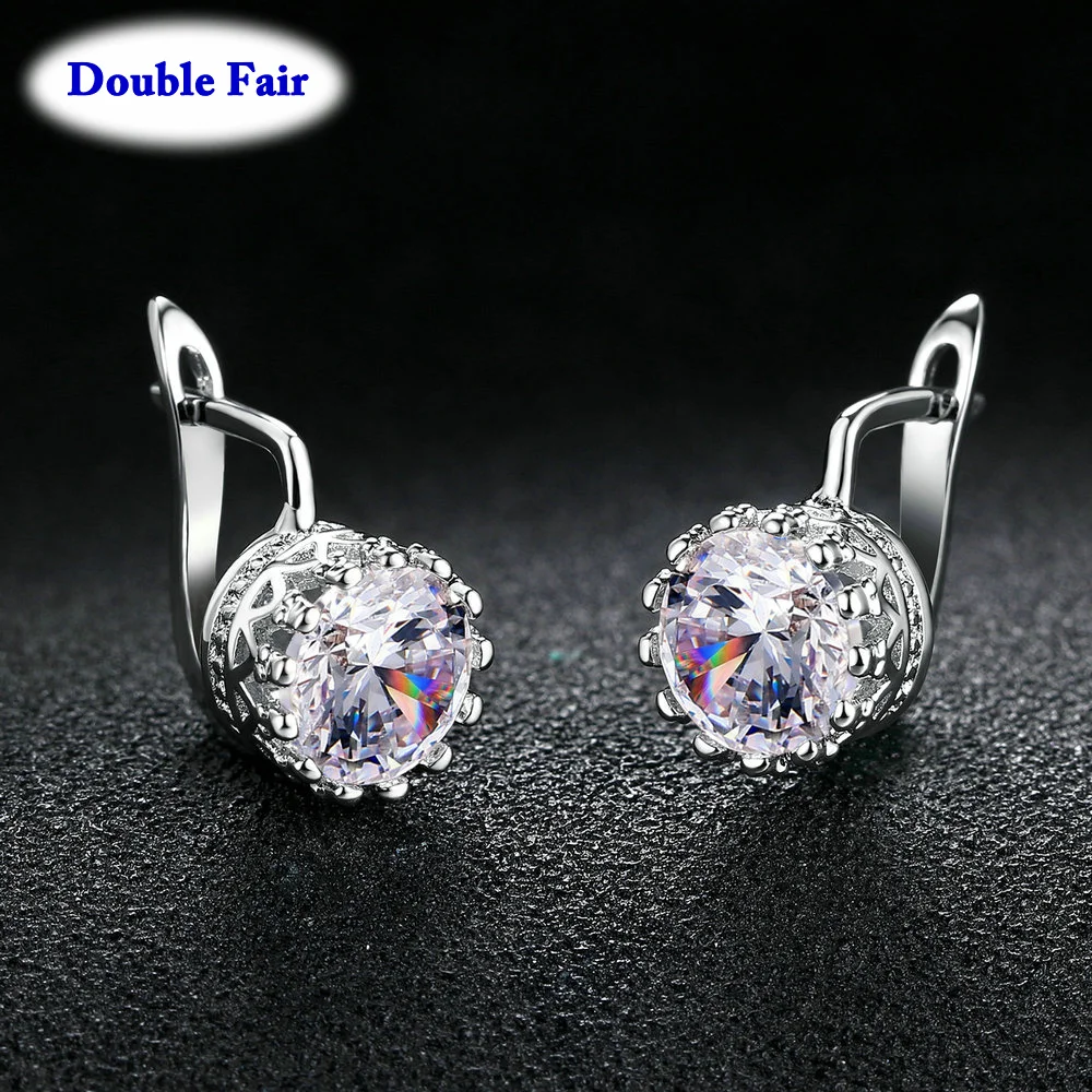 DWE611, серебряные серьги-гвоздики в виде короны для женщин, серебряный цвет, модный бренд, кубический цирконий, ювелирное изделие с австрийским кристаллом, не вызывает аллергии