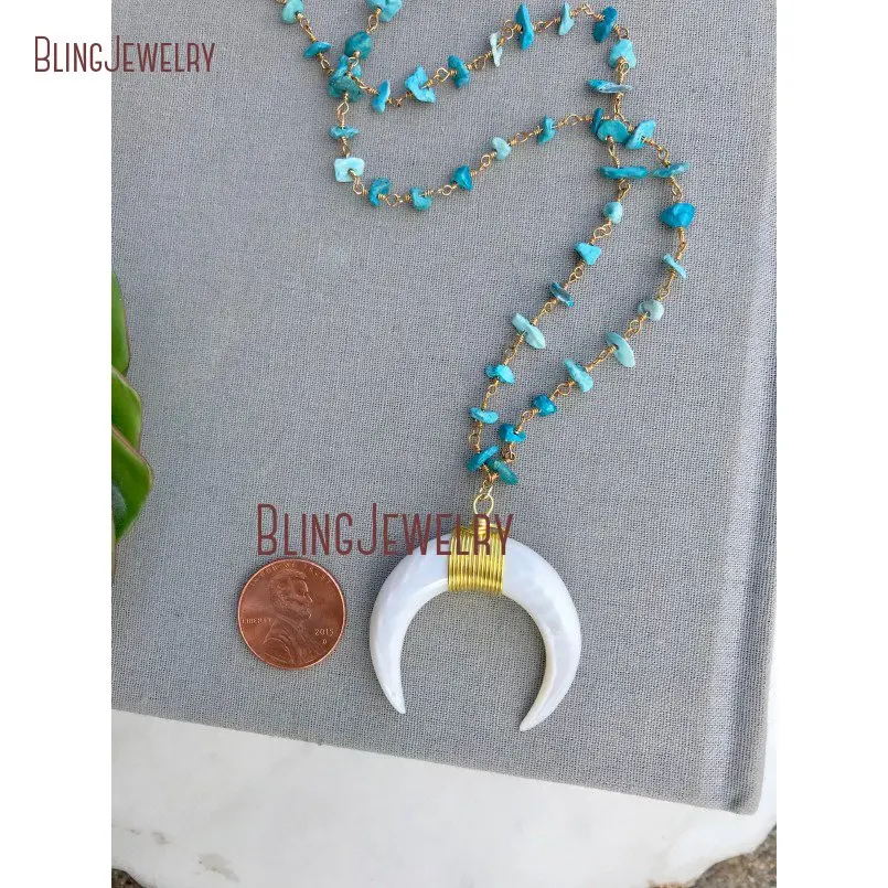 Crescent Moon Necklace White Shell 