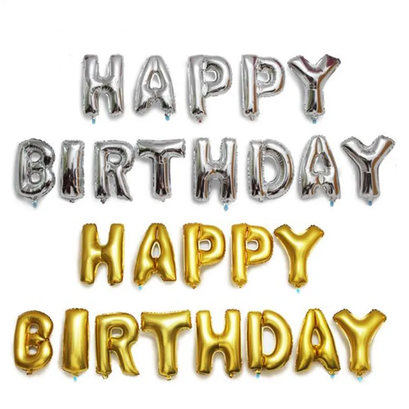 16 Inch Silver /"HAPPY BIRTHDAY/" Letters 13 Pcs Foil Balloons Party Decoration