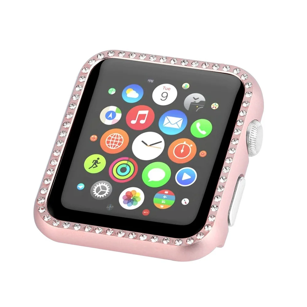 For Apple Watch case 38mm/42mm,Aluminum Alloy Crystal Diamond Frame Protective case for iwatch series 3 2 1 Decorative shell