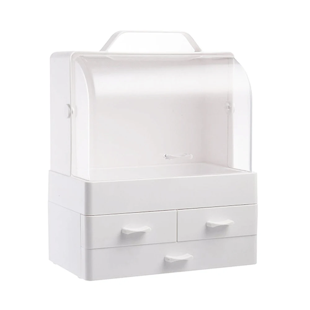 

Small Desktop Makeup Organizer Cosmetic Storage Box with Dustproof Lid