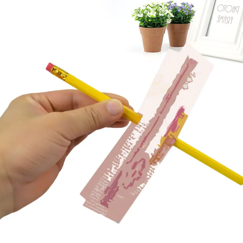 

Magic Prop Wood Yellow Pencil Pen Through Money Toy Children Kids Playing