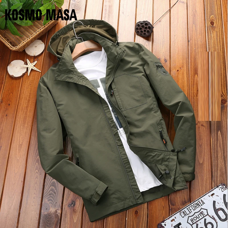 

KOSMO MASA Autumn Mens Jacket Summer Streetwear Bomber Slim Fit Casual Jacket Men Windbreaker hooded Thin Coats For Men MJ0086