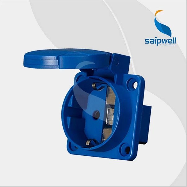 

Saipwell European Style wall power socket Splash Proof IP44 1 Gang Switch Panel electric connector industrial EN / IEC 60309-2