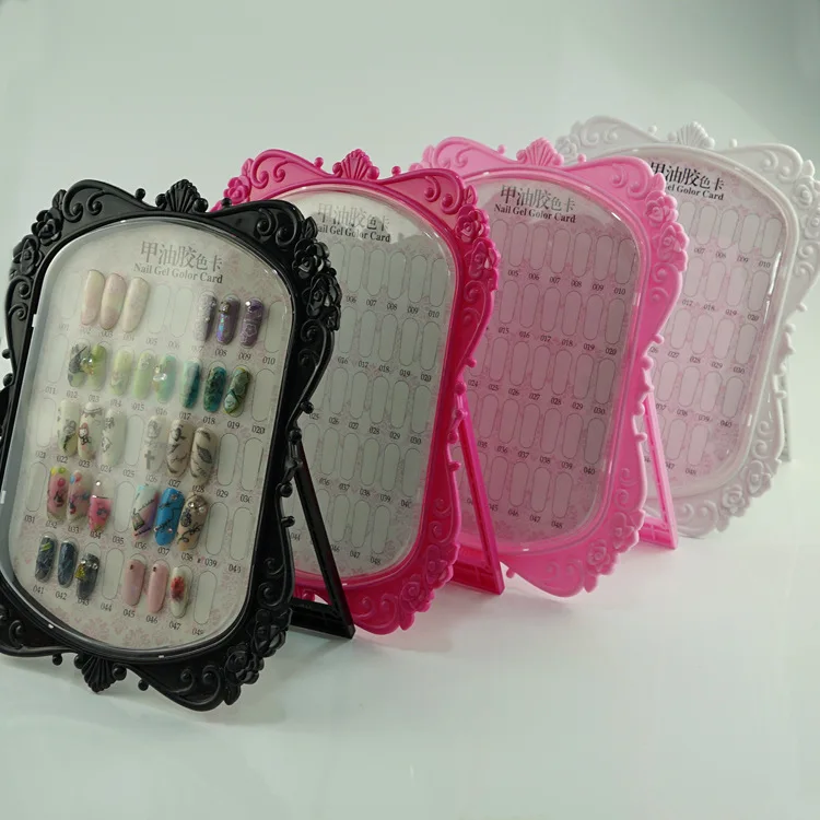 

4 pcs Dust-Proof Nail Art Color Double Sided Display Stand Card Nail oil Glue Showing Frame Nail Tools