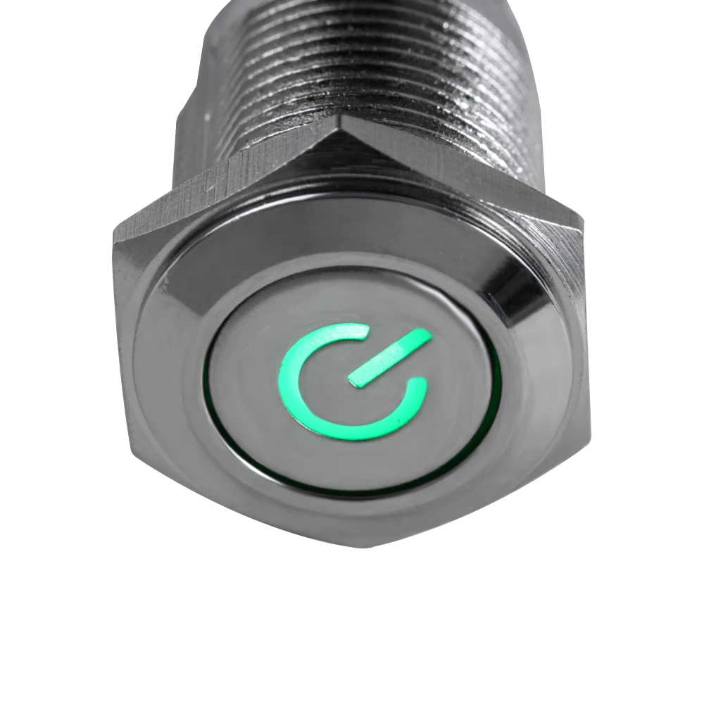 

1PC Colorful Multifunctional New 16mm 12V Car Silver Aluminum LED Power Push Button Metal ON/OFF Switch Latch