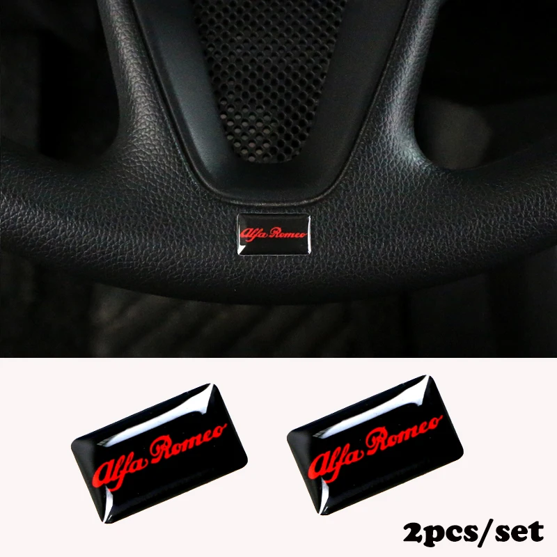 

2pcs/set Steering wheel 3D Epoxy fit for alfa romeo 159 147 156 giulietta 147 159 mito Car Sticker