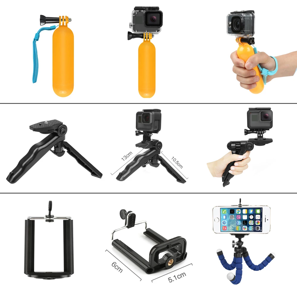 Набор аксессуаров для экшн-камеры GoPro, монопод для Go Pro Hero 7 6 5 Xiaomi Yi 4K SJCAM SJ5000 SJ7 Eken H9 Cam