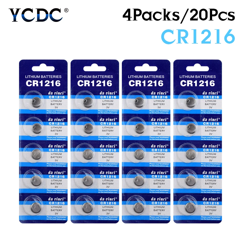 YCDC 20pieces Cr1216 Dl1216 Br1216 Lm1216 5034lc Watch Button Battery