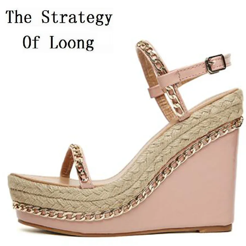 

Summer Fashion Rome Style Trifle Sandals Super High Heel Wedges Heel Waterproof Taiwan Beautiful Women 2016 New Arrival Sandals