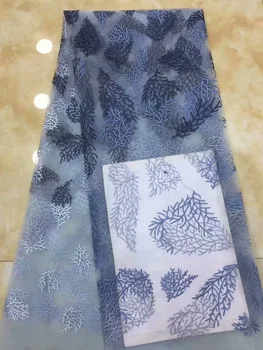 

Latest Nigerian Blue 3D Flowers Tulle Lace Fabric 2019 High Quality French Mesh Lace African Tulle Lace Fabric For Women Parties