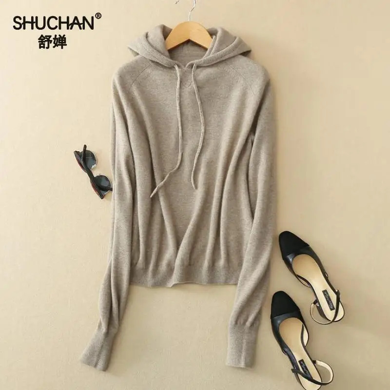 

SHUCHAN 2017 Autumn Winter Cashmere Knitted For Women New Arrival Cashmere Knitted Christmas Sweater Casual Keep Warm Basic B323