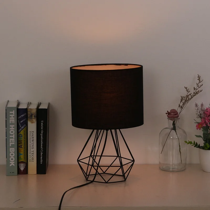 Lâmpada de Mesa Luz para o Quarto Decorativo Retro Geométrico Tambor Sombra Cabeceira Casa Iluminação Sala Estudo Lâmpada 5 Luminárias de mesa