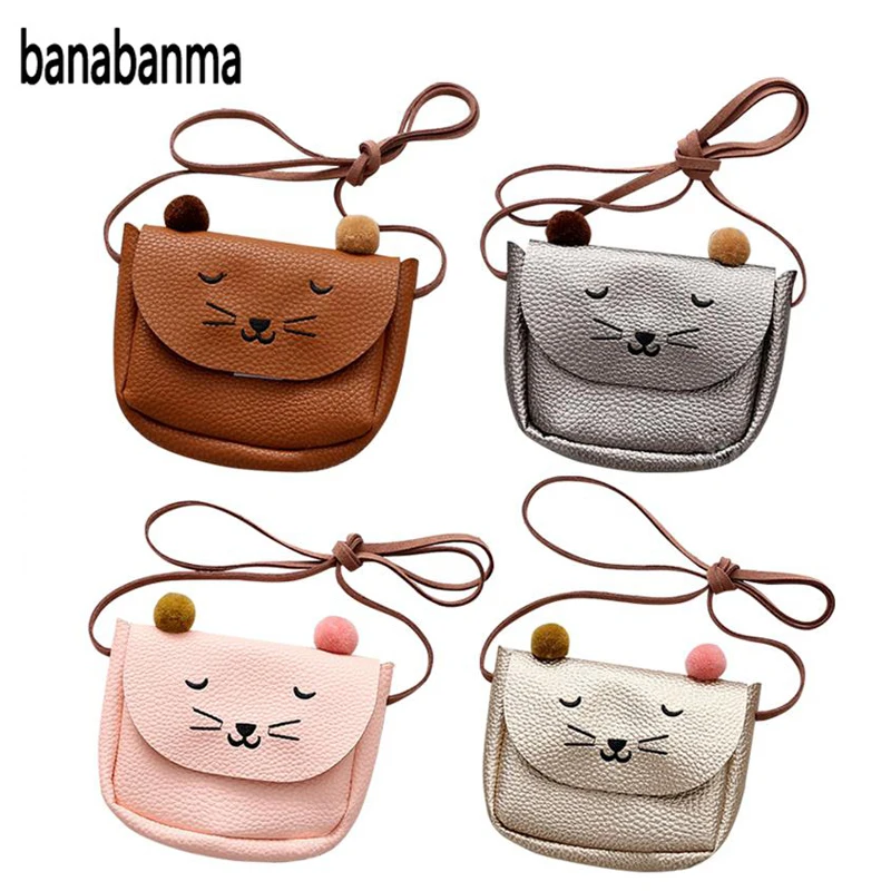 

Banabanma Mini Handbag Cute Cat Ear Shoulder Bag Kids All-Match Key Coin Purse Cartoon Lovely Messenger Bags for Children ZK40