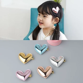 

Drop ShiP 4Pcs Glitter PU Leather Heart Hair Clip Girl Hairpin Kid Birthday Party Barrette