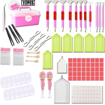 

Diamond Painting Tools Cross Stitch Kits DIY Embroidery Pen Tweezers, plate Glue, Storage Box, Diamond Painting Accessories Set