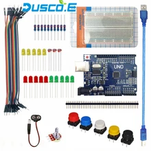 Starter Kit For Arduino UNO R3 Learning Basic Suite 400 breadboard LED Jumper Wire Resistor USB Cable + 9V Battery Connector