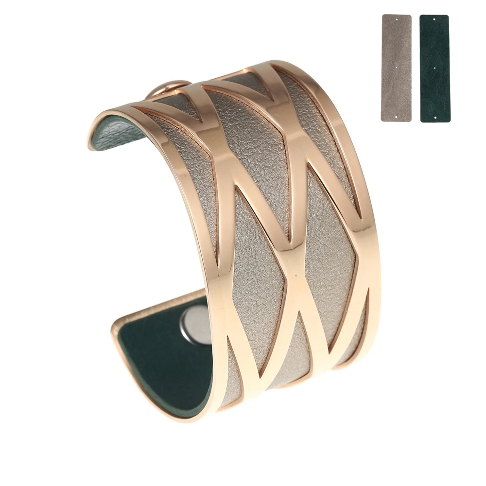 

Cremo Giraffe Bangles For Women Rose Gold Cuff Bracelet Pulseiras Stainless Steel Bracelet Manchette Femme Leather Reversible