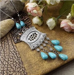 Ювелирные изделия из тибетского серебра винтажное ожерелье с резьбой подвески