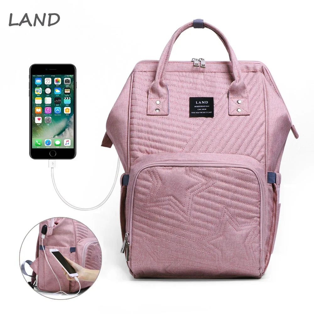 

LAND Water-proof USB Heating Diaper Bag Toddler Mommy Diaper Backpack Baby Nursing Nappy Bag Baby Bags Stroller Organizer