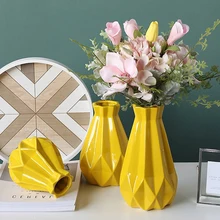Короткая Европейская матовая Алмазная фарфоровая ваза, современная мода, оригинальная керамическая ваза для цветов, для кабинета, прихожей, дома, свадебного украшения
