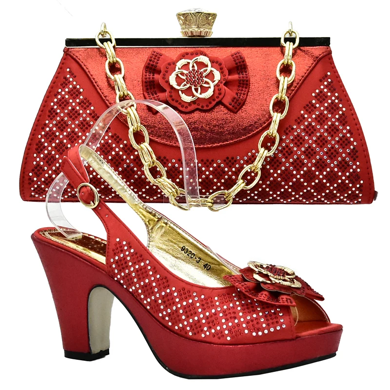 New Arrivak Red Color Shoes and Bag Set African Sets 2018