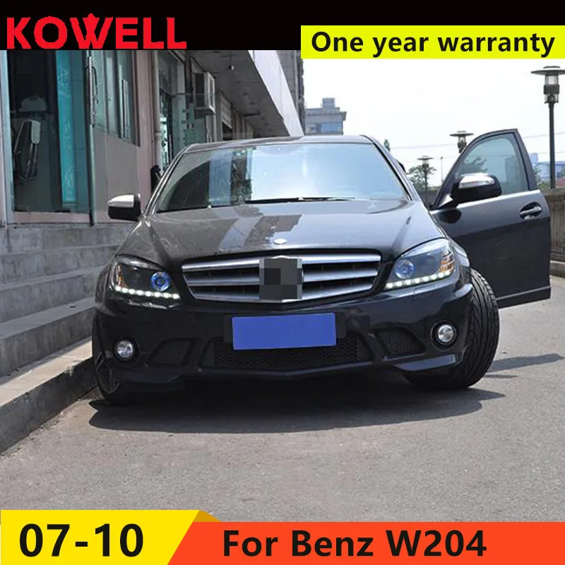 KOWELL автомобильный Стайлинг для W204 C180 C200 C260 фары 2007-2010 W204 светодиодный фары DRL Объектив двойной луч H7 HID Биксеноновые линзы